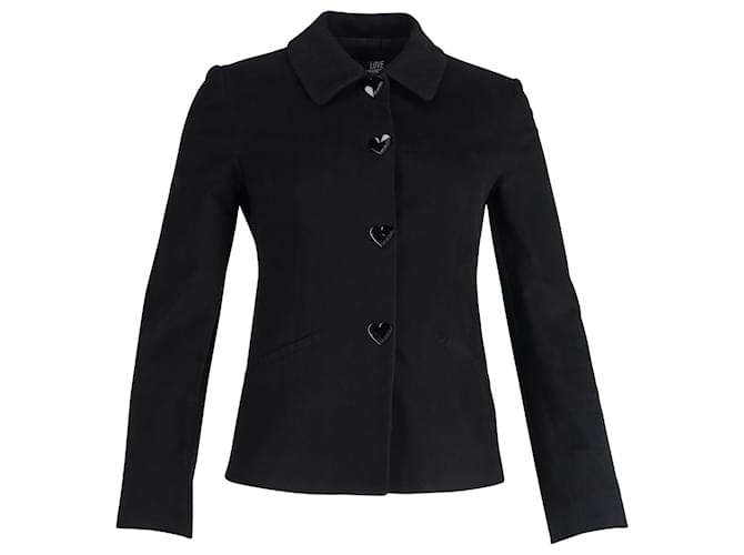 Love Moschino Heart Button Short Coat in Black Cotton ref.946683 Joli Closet